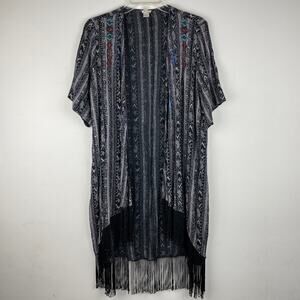 Forever 21 Fringe Open Front Cardigan Kimono